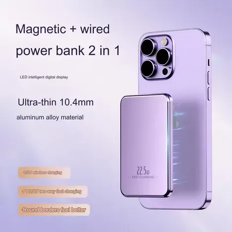 Magnetic Wireless Power Bank, 10000mAh with 20W PD Charging